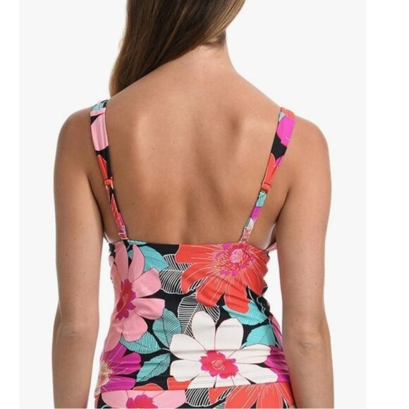 La Blanca Over the Shoulder Front Knot Tankini Swimsuit Top, Size 10 NWT - Picture 2 of 5